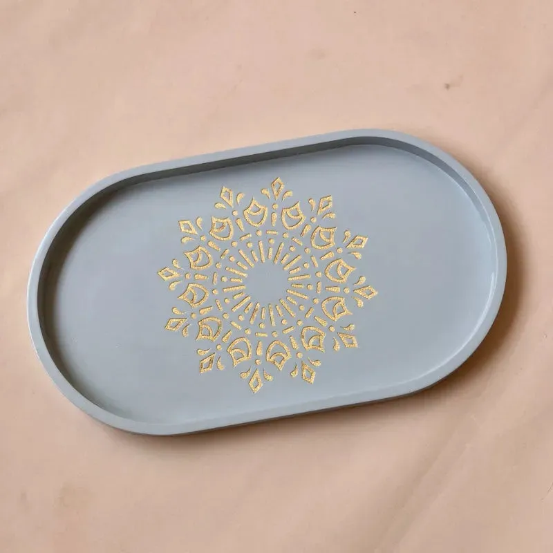 Pebble Grey Oval Tray | Multiple Sizes | 11 x 6 x 1 inches