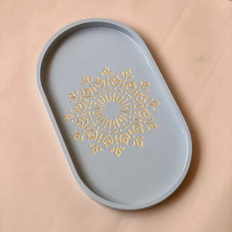 Pebble Grey Oval Tray | Multiple Sizes | 11 x 6 x 1 inches