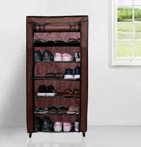 PHILOSHOP® Multipurpose Wardrobe 6 Layer Shoe Rack For Home Improvement Furniture & Cover Non-Woven Fabric Cover (Brown)