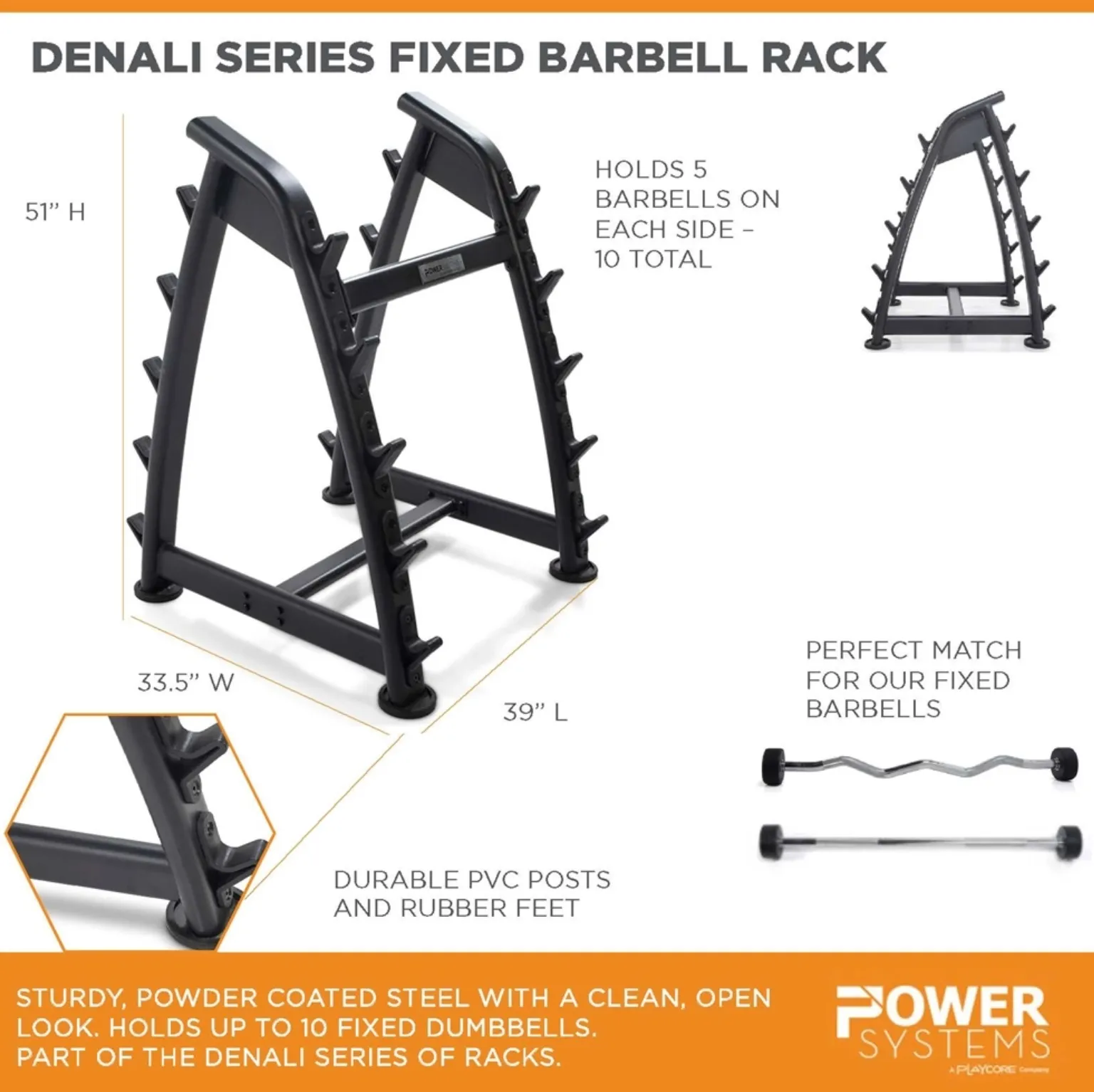 Power Systems Denali Series, Fixed Barbell Rack