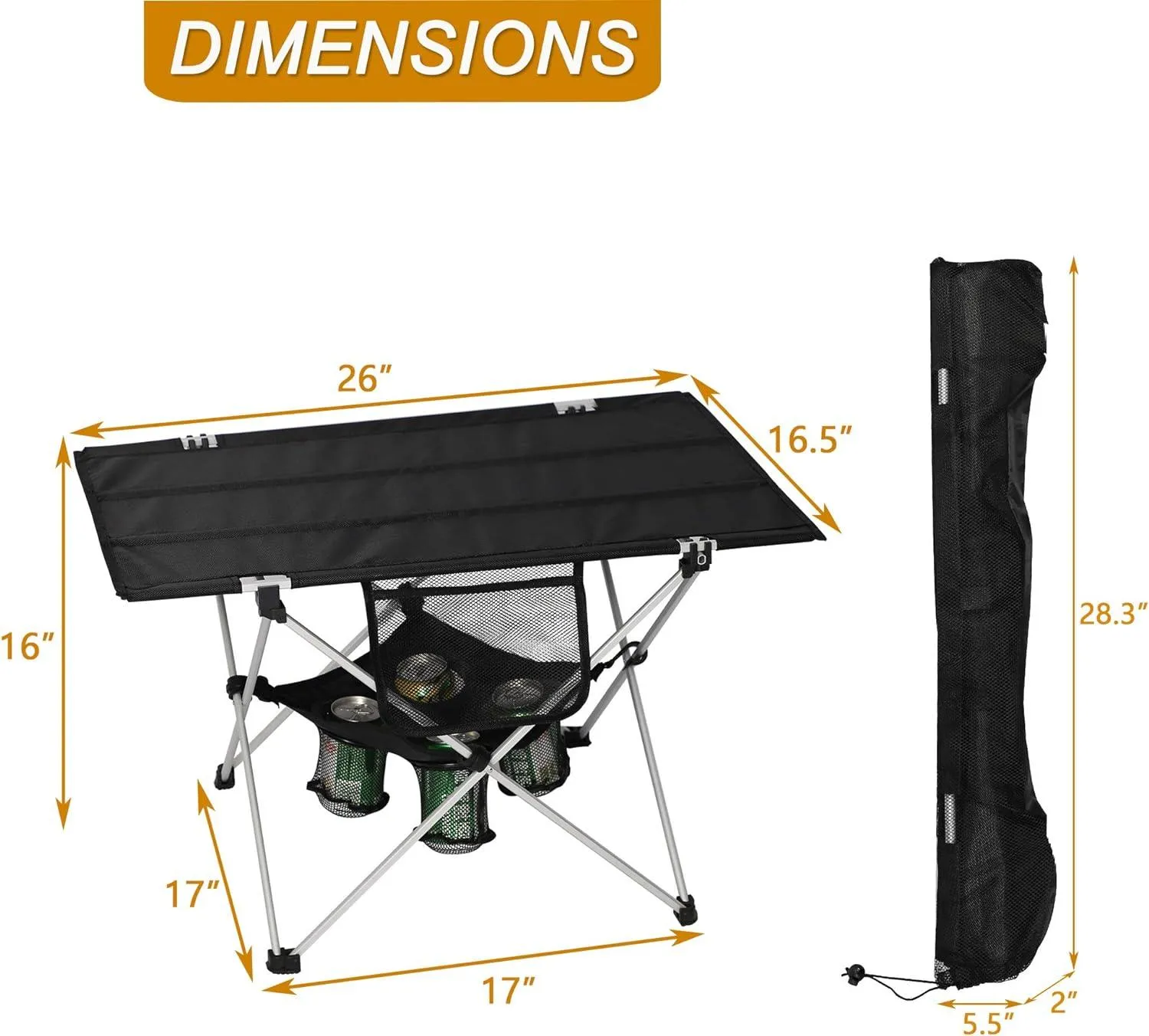 Rectangle Outdoor Table Portable Small Folding Camping Table with Cup Holder and Carry Bag