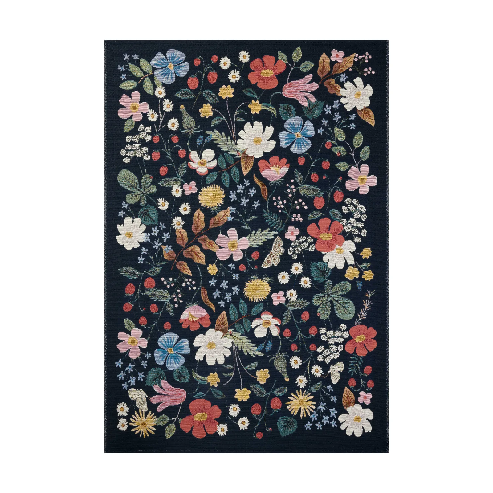 Rifle Paper Co. x Loloi Perennial Strawberry Fields Black Rug