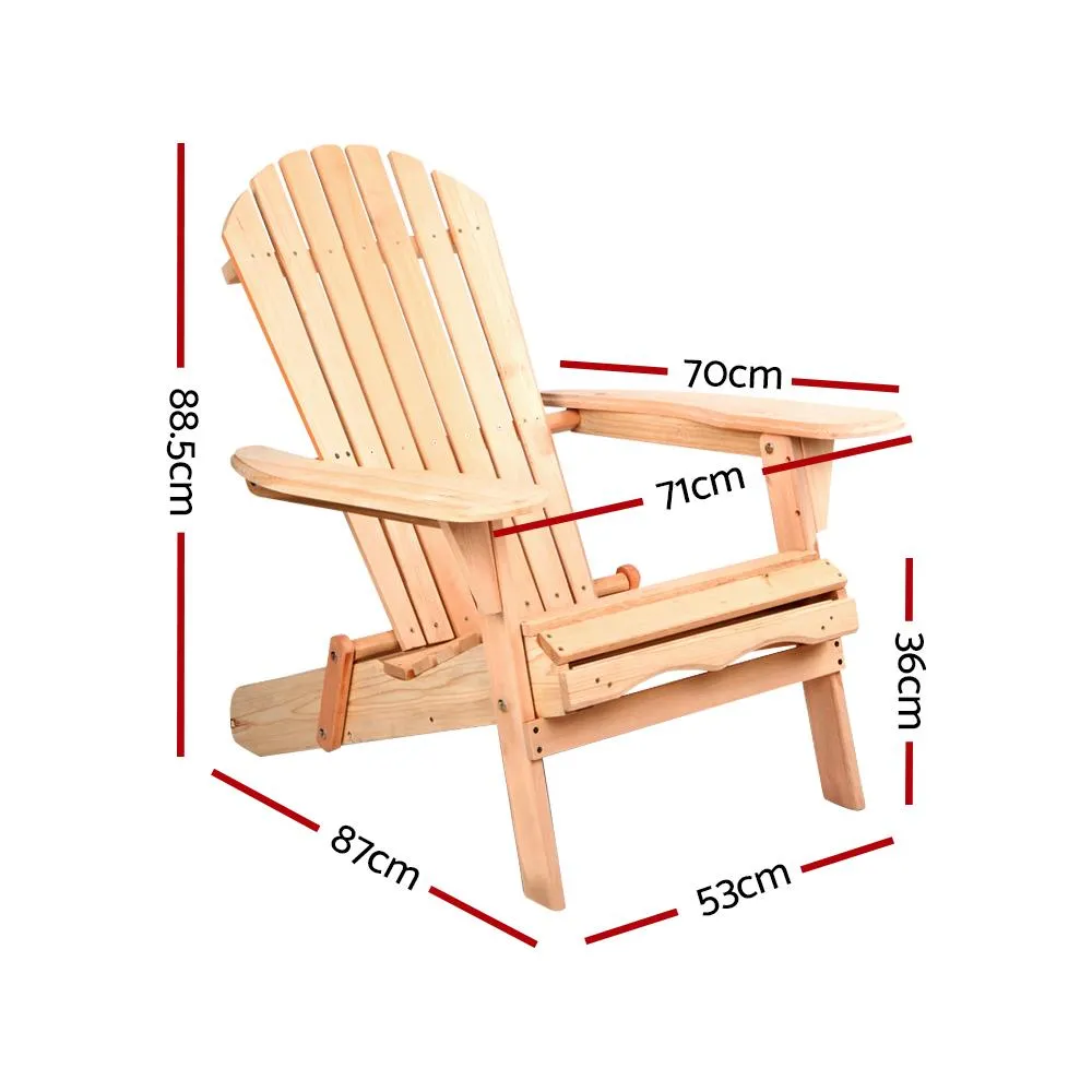 Set of 2 Patio Furniture Outdoor Wooden Chairs - Beach