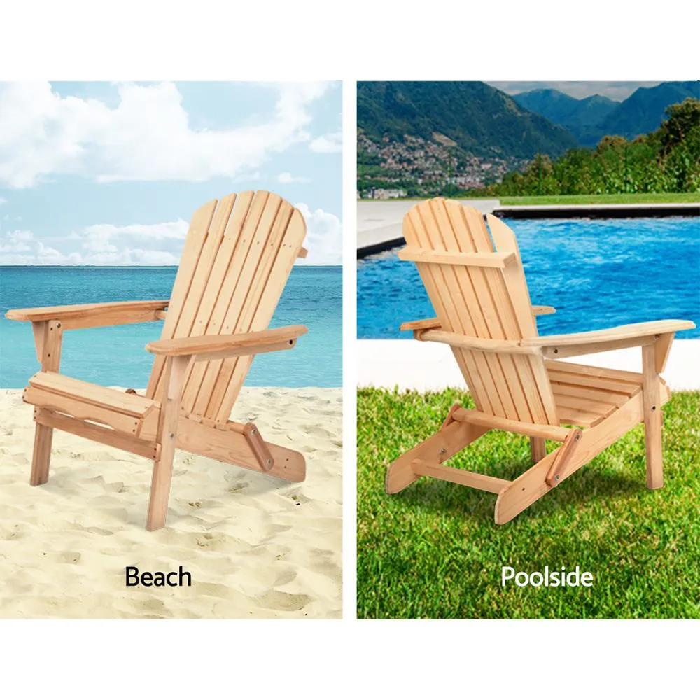 Set of 2 Patio Furniture Outdoor Wooden Chairs - Beach