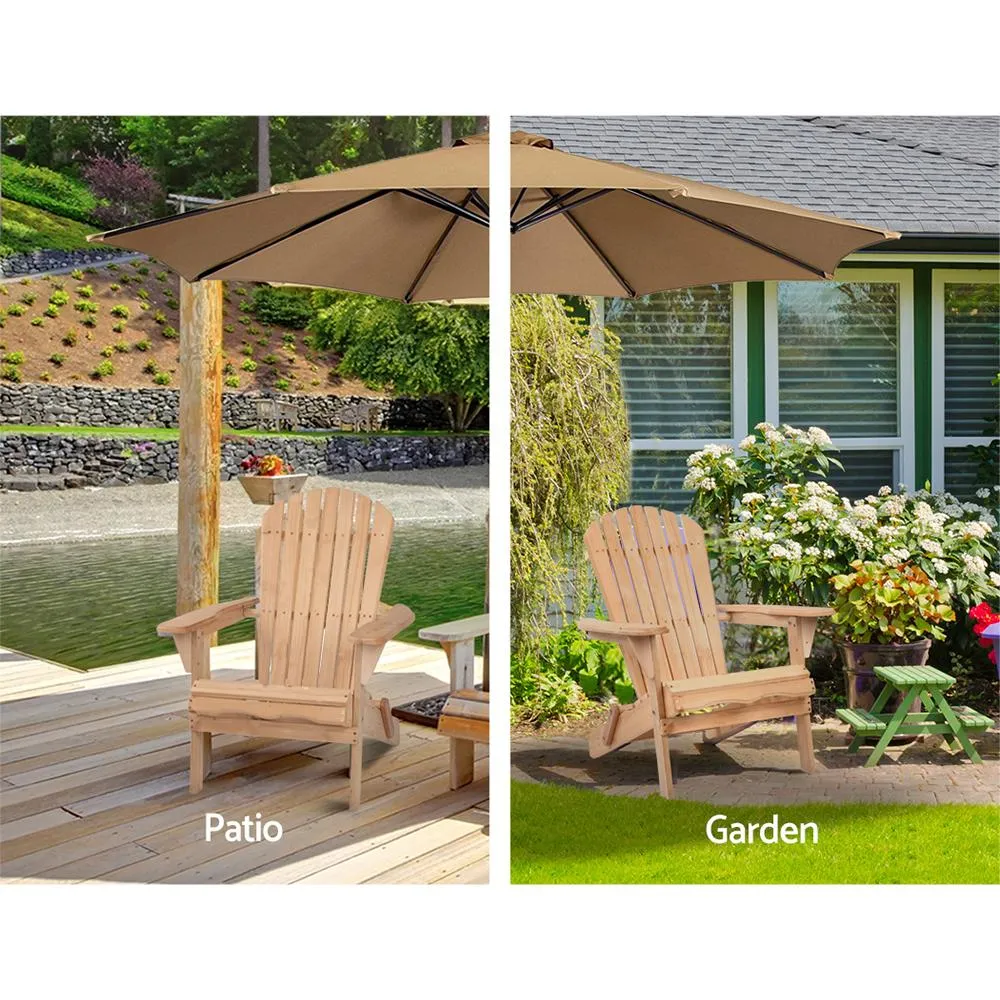 Set of 2 Patio Furniture Outdoor Wooden Chairs - Beach