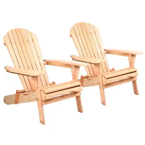 Set of 2 Patio Furniture Outdoor Wooden Chairs - Beach