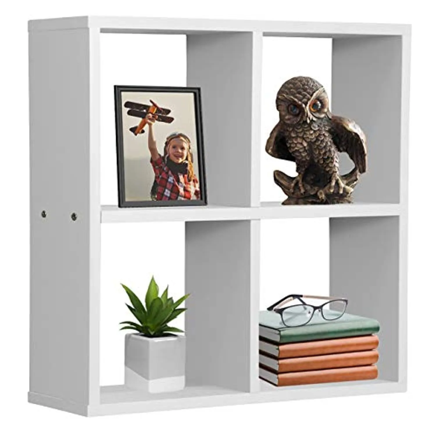 Sorbus Floating Shelf 4-Cube Organizer — Stair Wall Shelf with 4 Openings