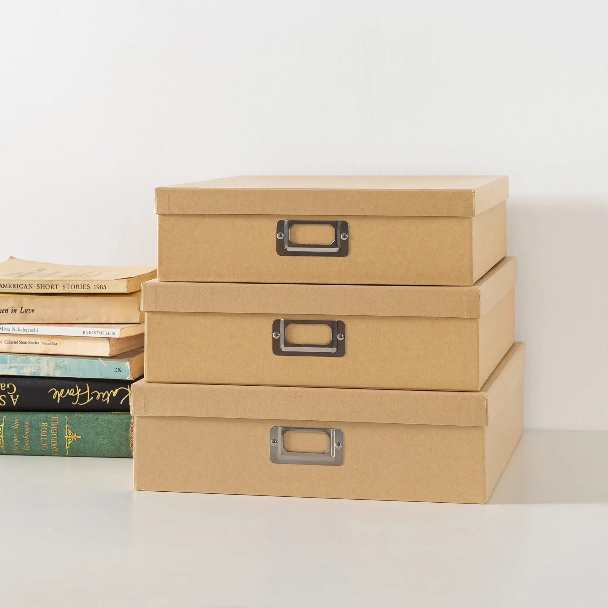 Soul & Lane: Paper Storage Boxes with Lids - from Premium Kraft Paper (Pack of 3)