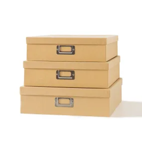 Soul & Lane: Paper Storage Boxes with Lids - from Premium Kraft Paper (Pack of 3)