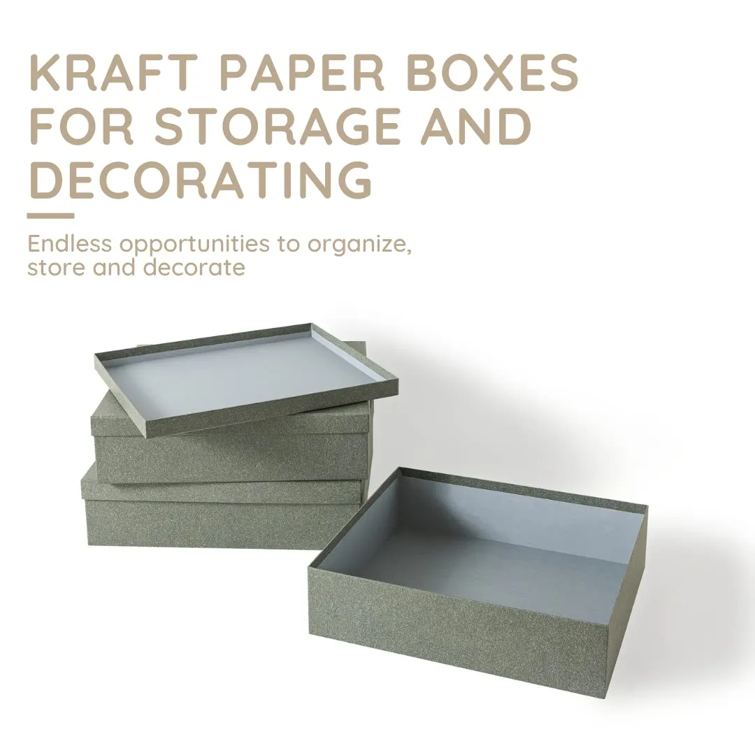 Soul & Lane: Paper Storage Boxes with Lids - from Premium Kraft Paper (Pack of 3)