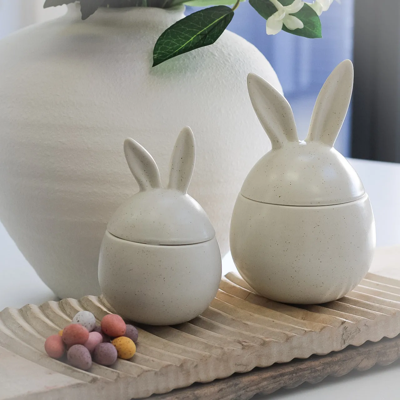 Speckled Ceramic Bunny Ears Pot