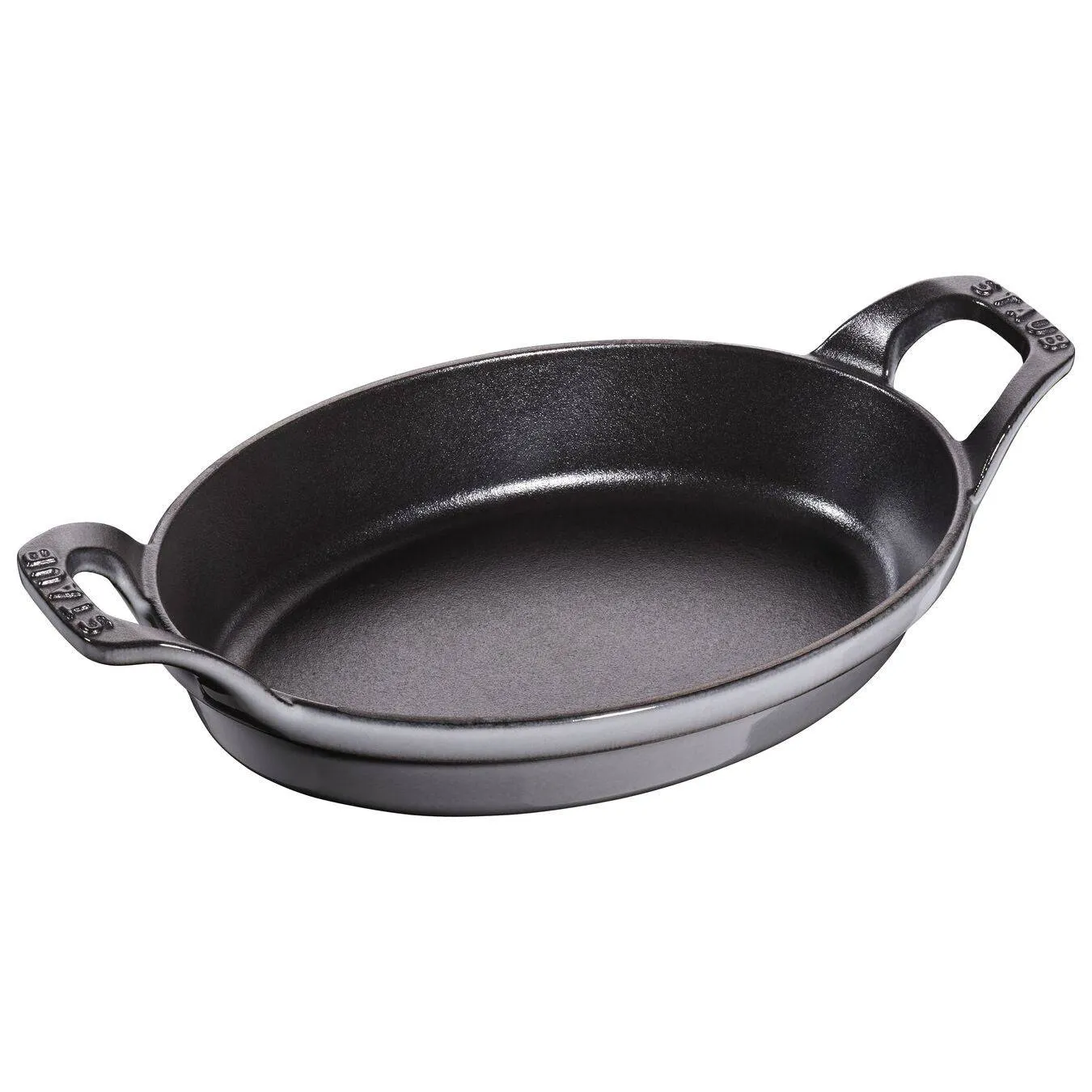 Staub Cast Iron Oval Dish Gratin Baking, 8-in x 5.5-in, Graphite Grey