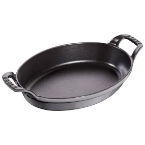 Staub Cast Iron Oval Dish Gratin Baking, 9.5-in x 6.75-in, Graphite Grey