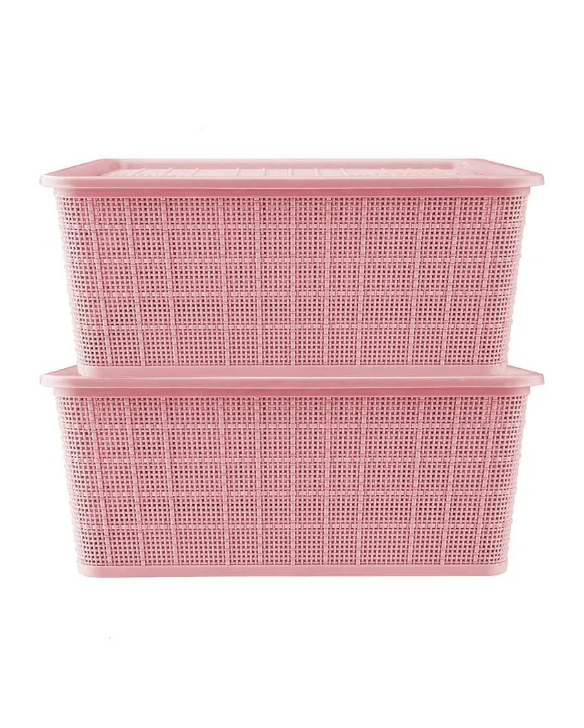 Stylish Multipurpose Polypropylene Big Baskets | Set Of 2 | 14 x 9 inches