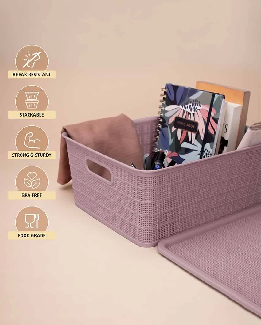 Stylish Multipurpose Polypropylene Big Baskets | Set Of 2 | 14 x 9 inches