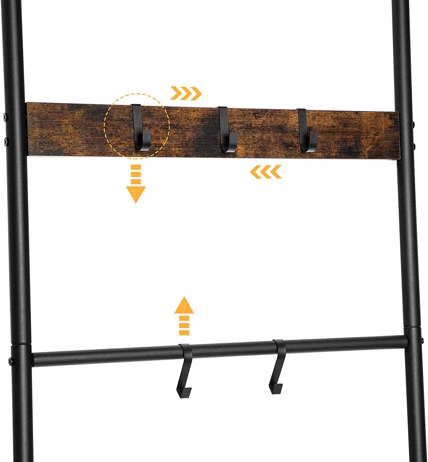 Towel Blanket Ladder, 5-Tier Towel Ladder Quilts Rack with 5 Removable Hooks