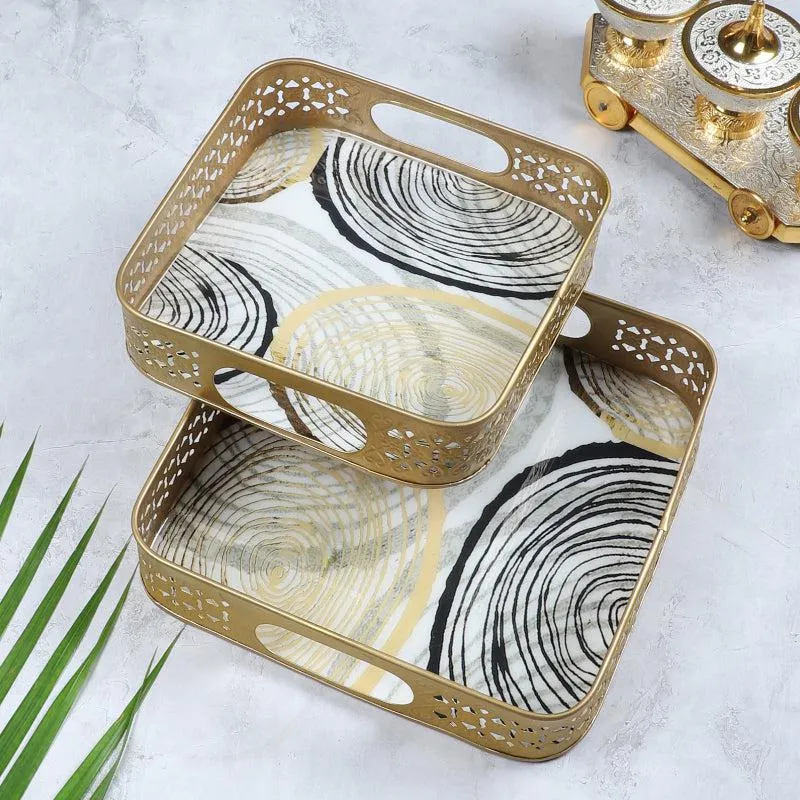 Tyla Abstract Serving Tray - Set Of Two