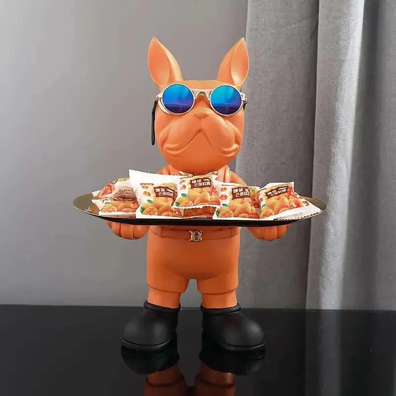 Unique Resin Dog With Tray Table Decor