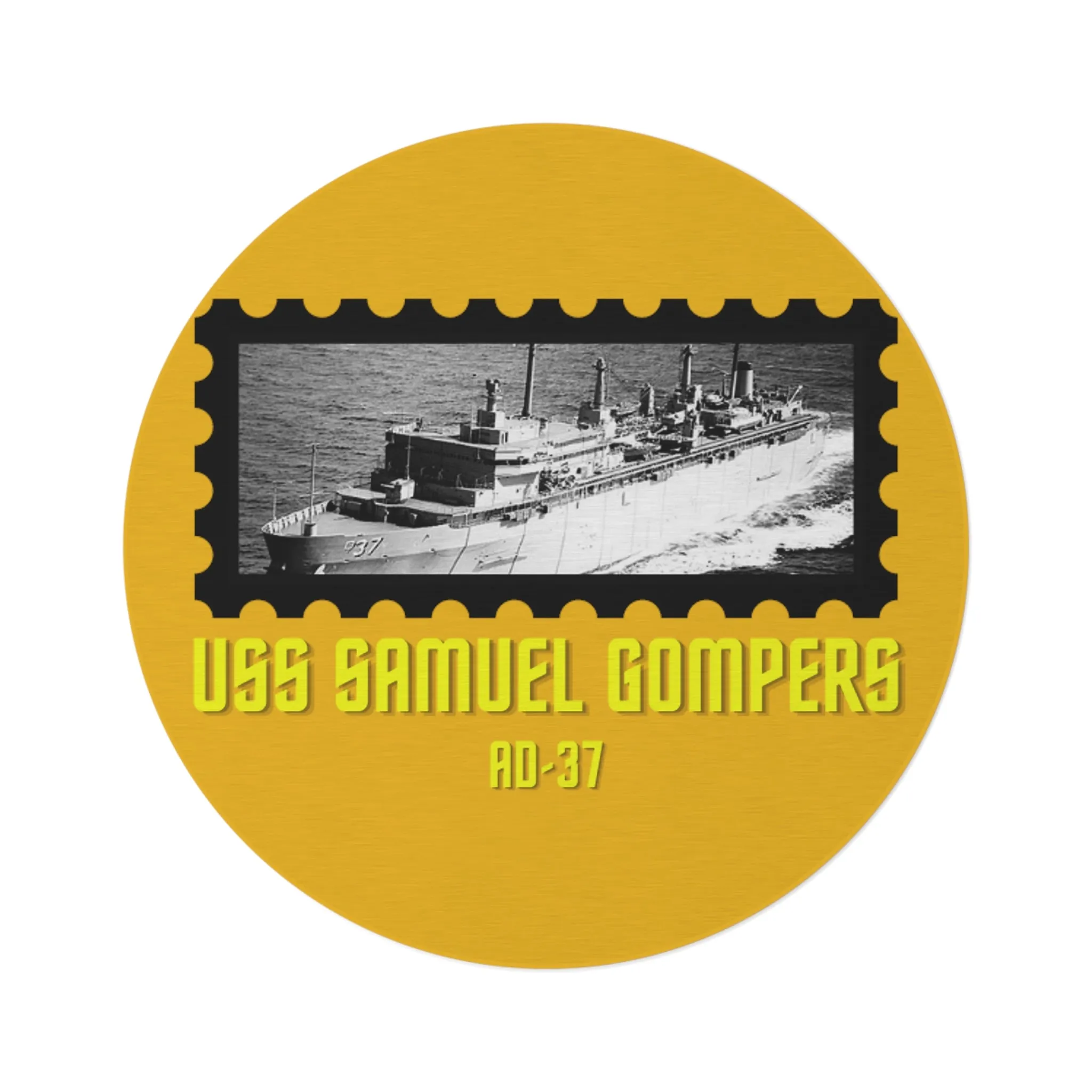 USS Samuel Gompers AD-37 United States Ship POD Round Rug