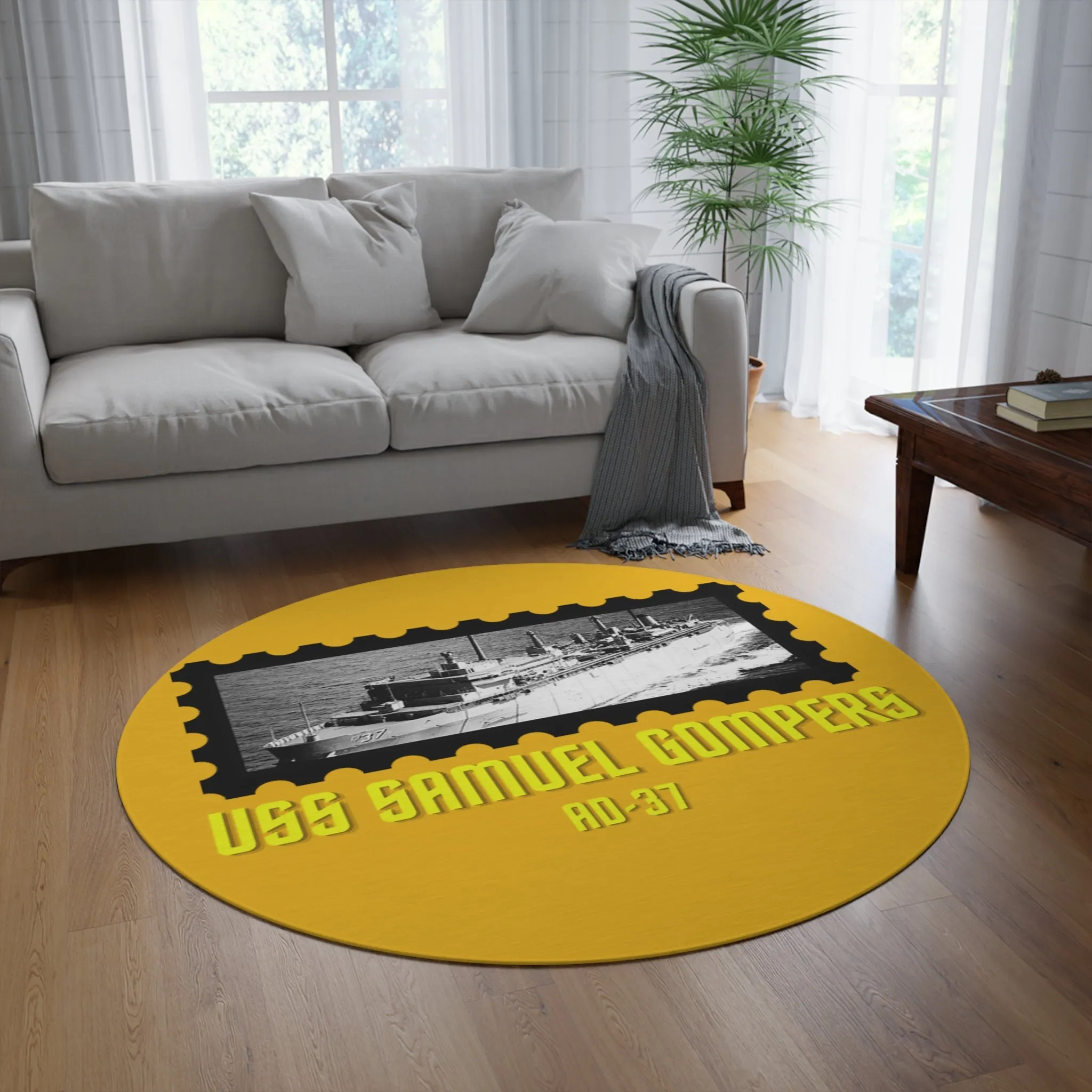 USS Samuel Gompers AD-37 United States Ship POD Round Rug