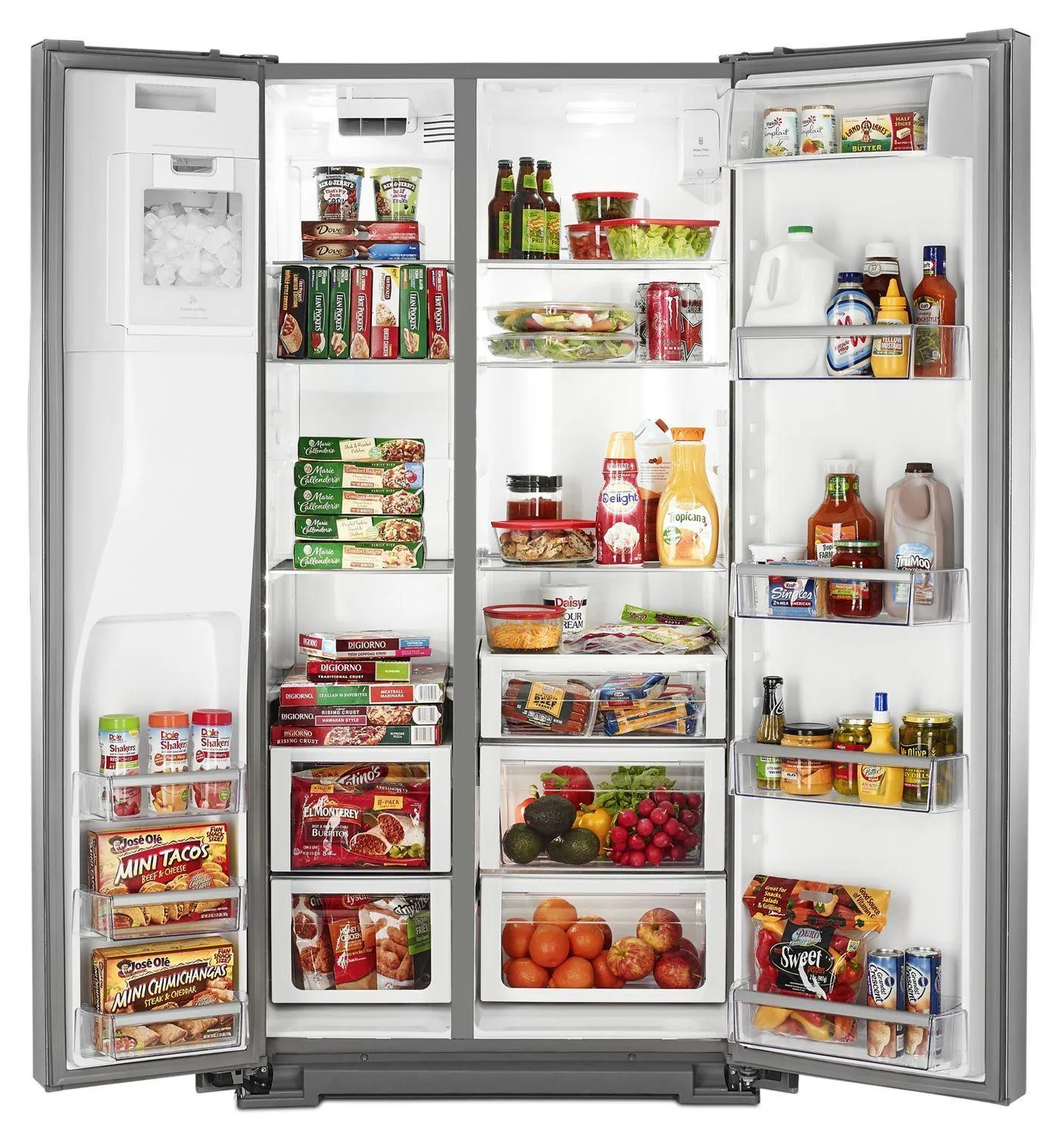 Whirlpool WRS970CIDM 36-inch Wide Side-by-Side Counter Depth Refrigerator with StoreRight Dual Cooling System - 20 cu. ft. Monochromatic Stainless Steel