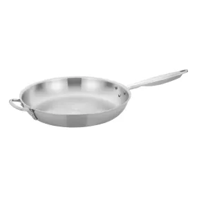 Winco TGFP-14 Triply Stainless Steel Fry Pan with Helper Handle, 14"