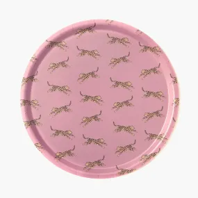 Yellow Leopard Round Serving Tray - 38 cm